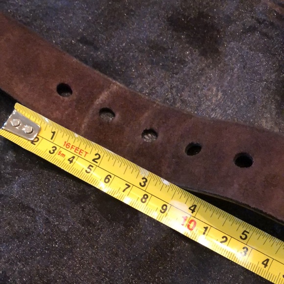 🇮🇹Prada Distressed suede leather large silver tone wide saddle stitch tip belt - Picture 10 of 12